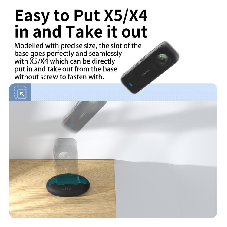 For Insta360 X5 / X4 aMagisn Silicone Base Desktop Stand Car Dashboard Holder - Black