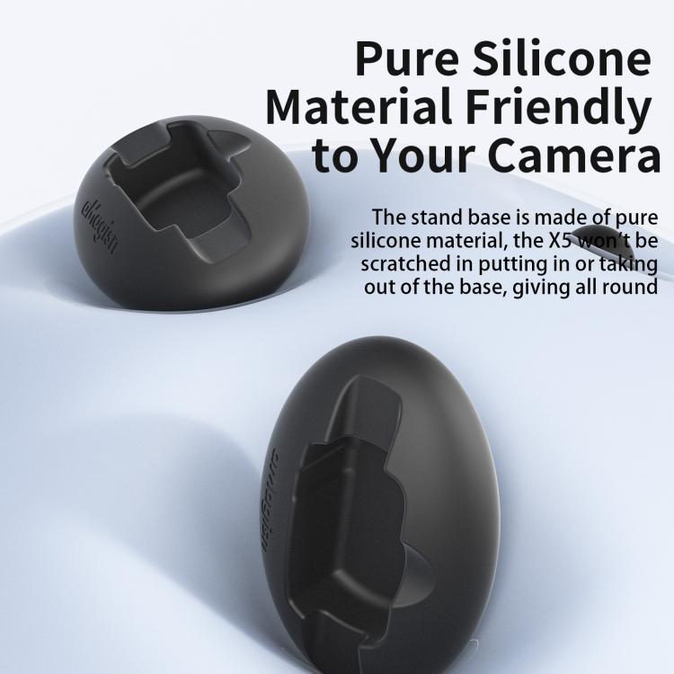 For Insta360 X5 / X4 aMagisn Silicone Base Desktop Stand Car Dashboard Holder - Black