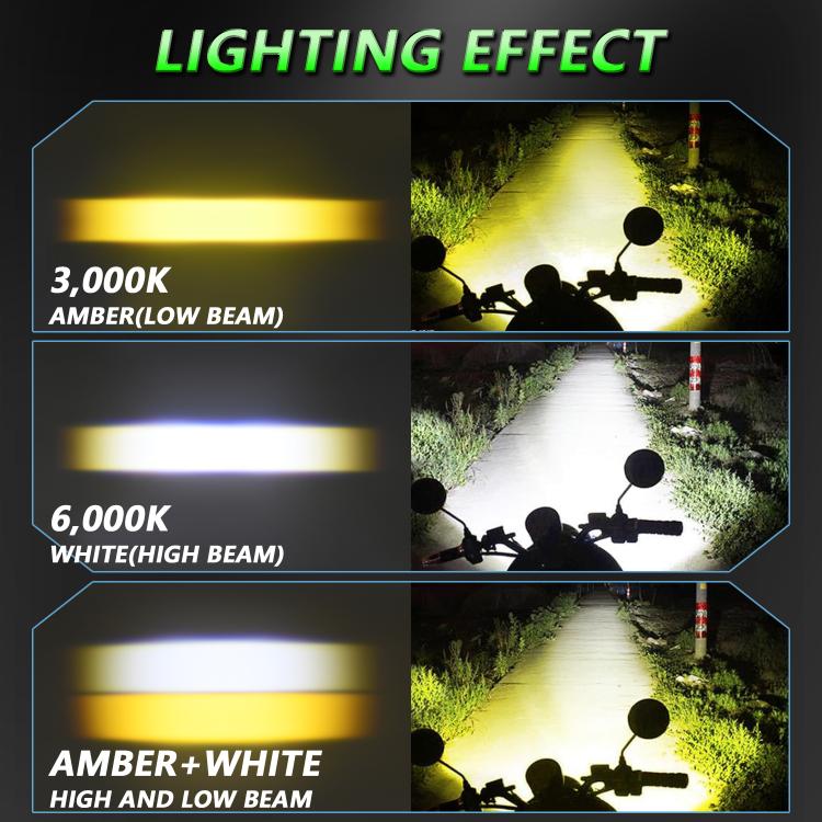40W Motorcycle Wired Switch Integrated Waterproof Demon Eye Spotlight - Green Light