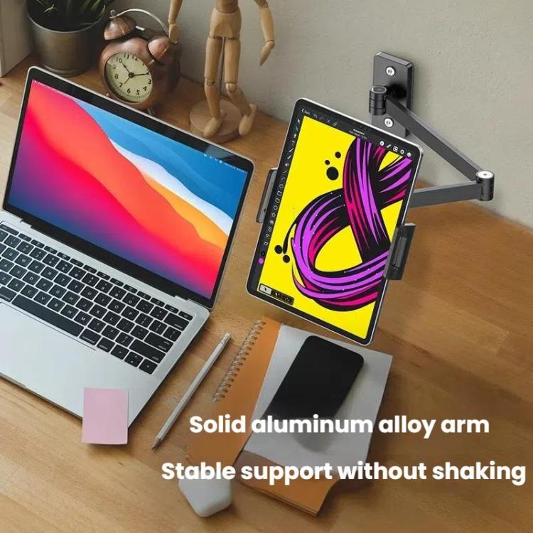 For 4.7-12.9inch Cell Phone Tablet PC Universal Bracket Base 360 Rotation Foldable Wall Mounted Support Holder Clip