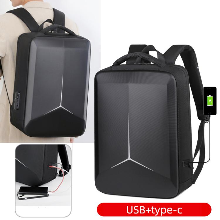 15.6-16.6 Inch Hard Shell Laptop Backpack with USB+Type-C Charging Ports Unisex Anti-Theft  Business Travel Bag Airbag Gray