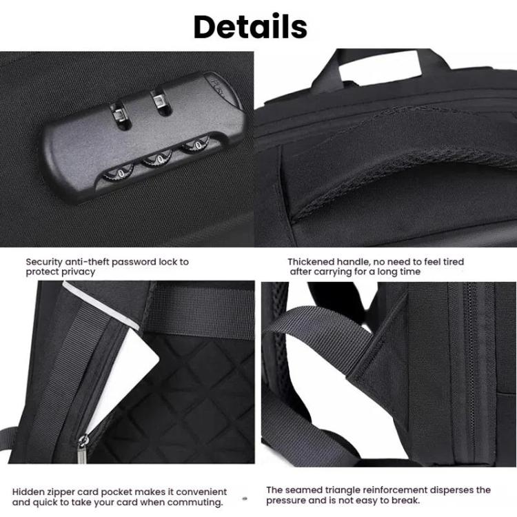 15.6-16.6 Inch Hard Shell Laptop Backpack with USB+Type-C Charging Ports Unisex Anti-Theft  Business Travel Bag Black