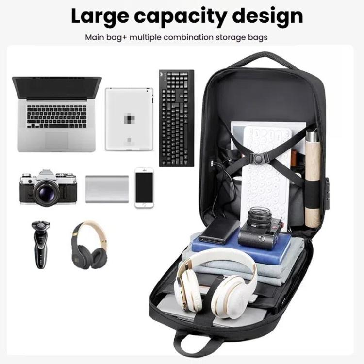15.6-16.6 Inch Hard Shell Laptop Backpack with USB+Type-C Charging Ports Unisex Anti-Theft  Business Travel Bag Blue