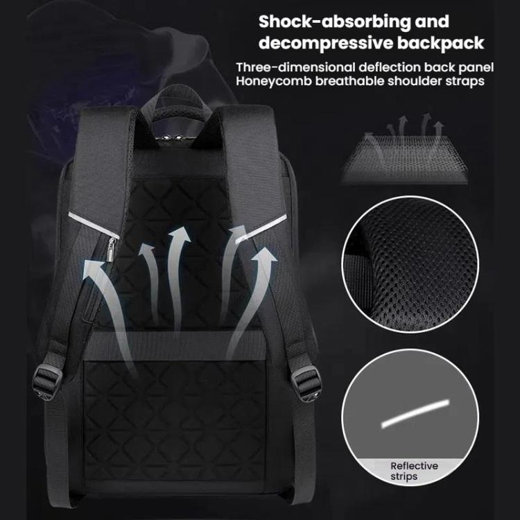 15.6-16.6 Inch Hard Shell Laptop Backpack with USB+Type-C Charging Ports Unisex Anti-Theft  Business Travel Bag Blue