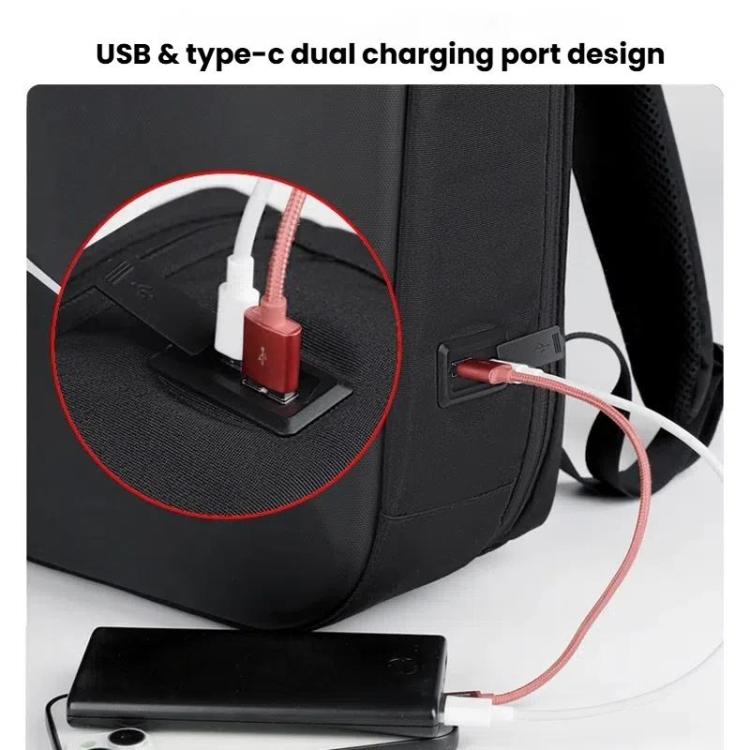 15.6-16.6 Inch Hard Shell Laptop Backpack with USB+Type-C Charging Ports Unisex Anti-Theft  Business Travel Bag Airbag Gray