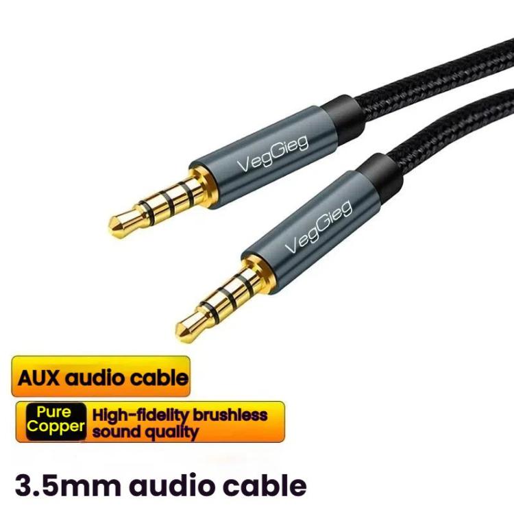 VegGieg Aux Car Audio Cable 3.5mm Male To Male Connection Cable For Phone Computer Stereo Amplifier Earphone, Length: 3m - Braided