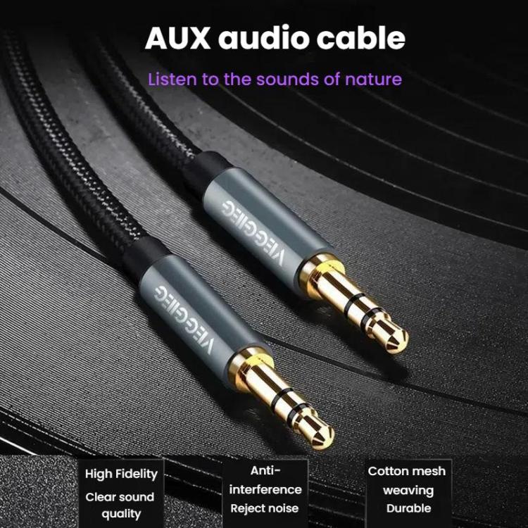 VegGieg Aux Car Audio Cable 3.5mm Male To Male Connection Cable For Phone Computer Stereo Amplifier Earphone, Length: 3m - Braided
