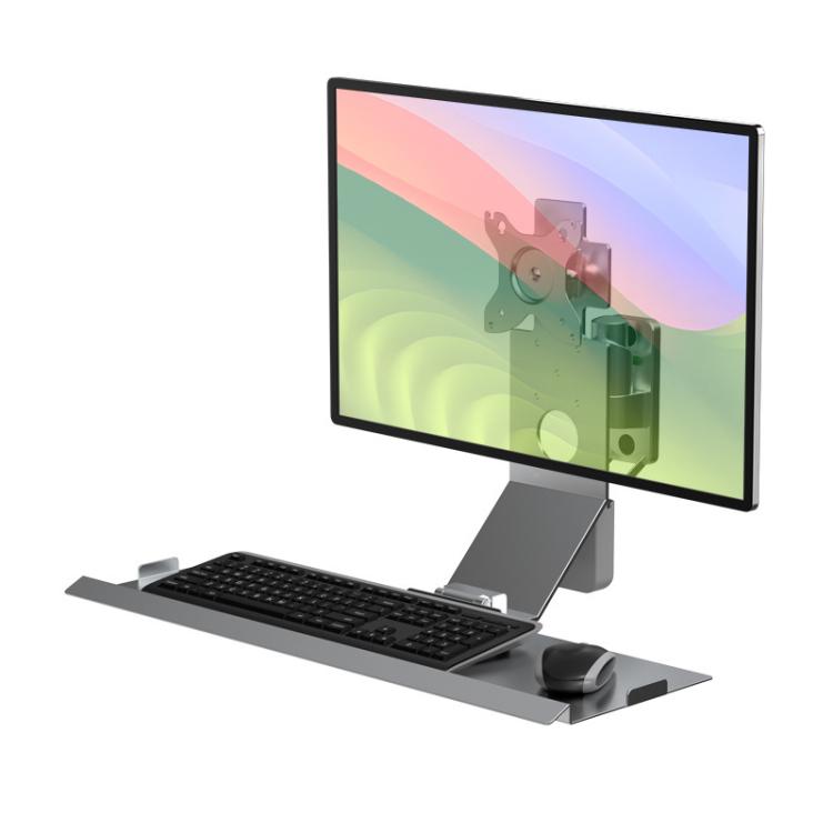 Monitor Bracket Industrial Equipment Cabinet Wall Mount All-In-One Stand Mouse Keyboard Bracket, Style: WKS-1 21x60cm Tray Silver