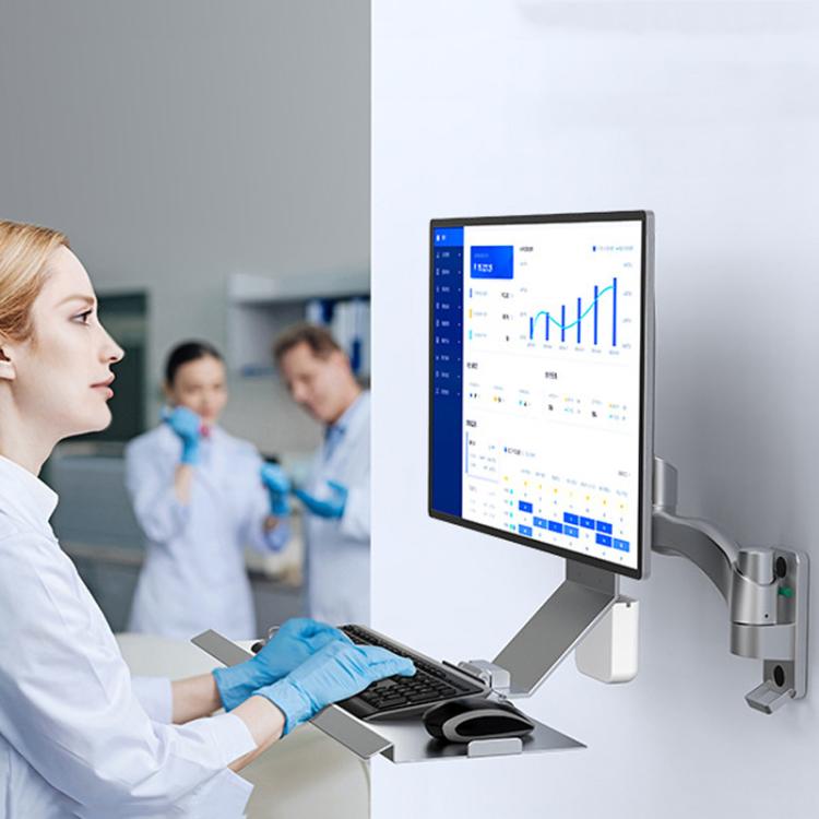 Monitor Bracket Industrial Equipment Cabinet Wall Mount All-In-One Stand Mouse Keyboard Bracket, Style: WKS-2 21x60cm Tray Black