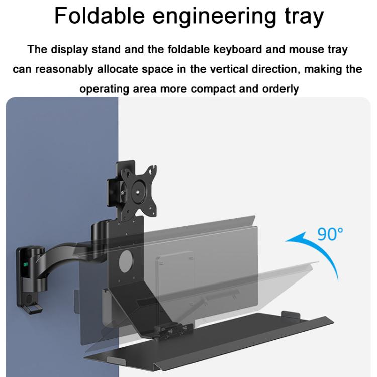 Monitor Bracket Industrial Equipment Cabinet Wall Mount All-In-One Stand Mouse Keyboard Bracket, Style: WKS-2 21x60cm Tray Silver
