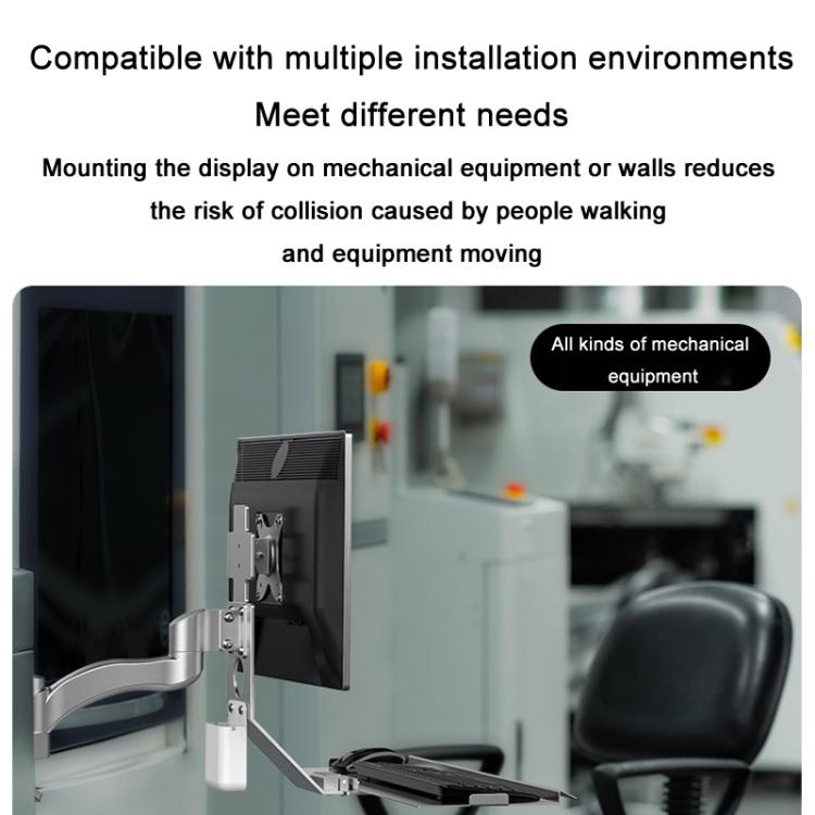 Monitor Bracket Industrial Equipment Cabinet Wall Mount All-In-One Stand Mouse Keyboard Bracket, Style: WKS-2 21x60cm Tray Black