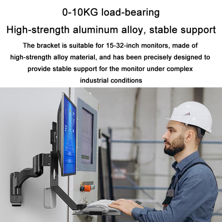 Monitor Bracket Industrial Equipment Cabinet Wall Mount All-In-One Stand Mouse Keyboard Bracket, Style: WKS-2 21x60cm Tray Silver