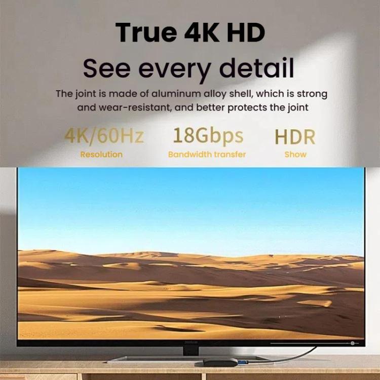 VegGieg V2.0 4K60Hz TV Set-Top Box Computer Monitor Projection HDMI Video Connection Cable, Size: 3m - Black
