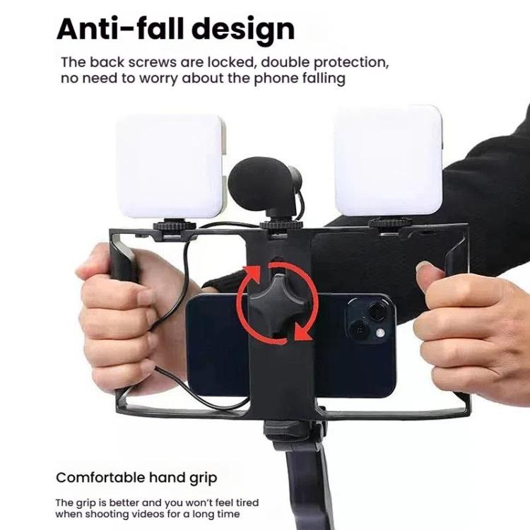 Smartphone Video Rig Kit with LED Fill Light & Microphone All-in-One Mobile Live Streaming - AY-49X