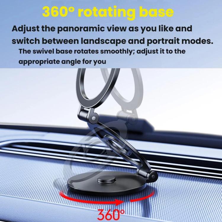 Multi-Functional 360 Degree Rotating 3-Axis Phone Holder Magnetic Car Navigation Foldable Mount - Black