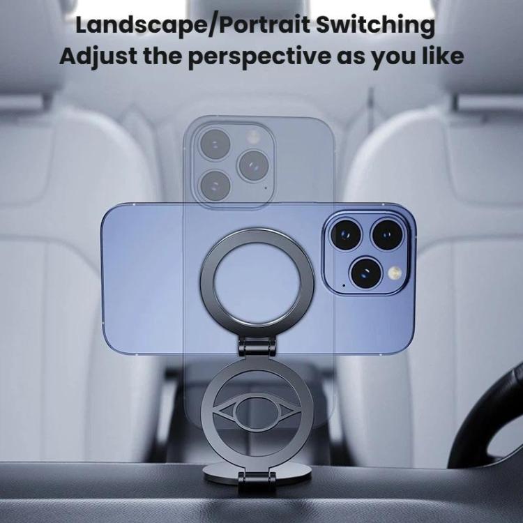 Multi-Functional 360 Degree Rotating 3-Axis Phone Holder Magnetic Car Navigation Foldable Mount - Black