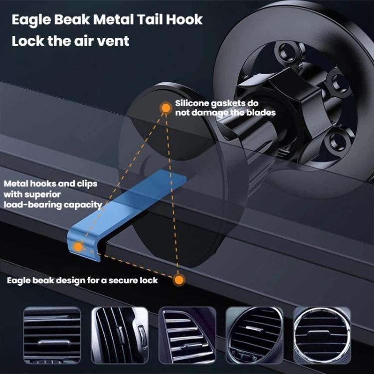 Car Vent Hanging Hook Stable Anti-Shake Magnetic Phone Holder - Black