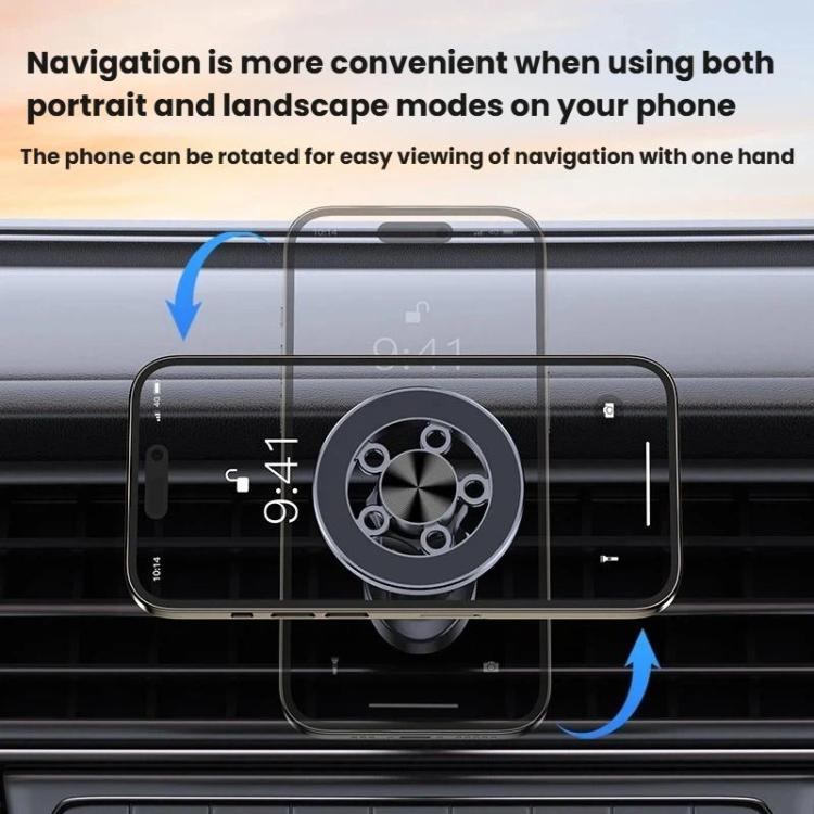 Car Vent Hanging Hook Stable Anti-Shake Magnetic Phone Holder - Black