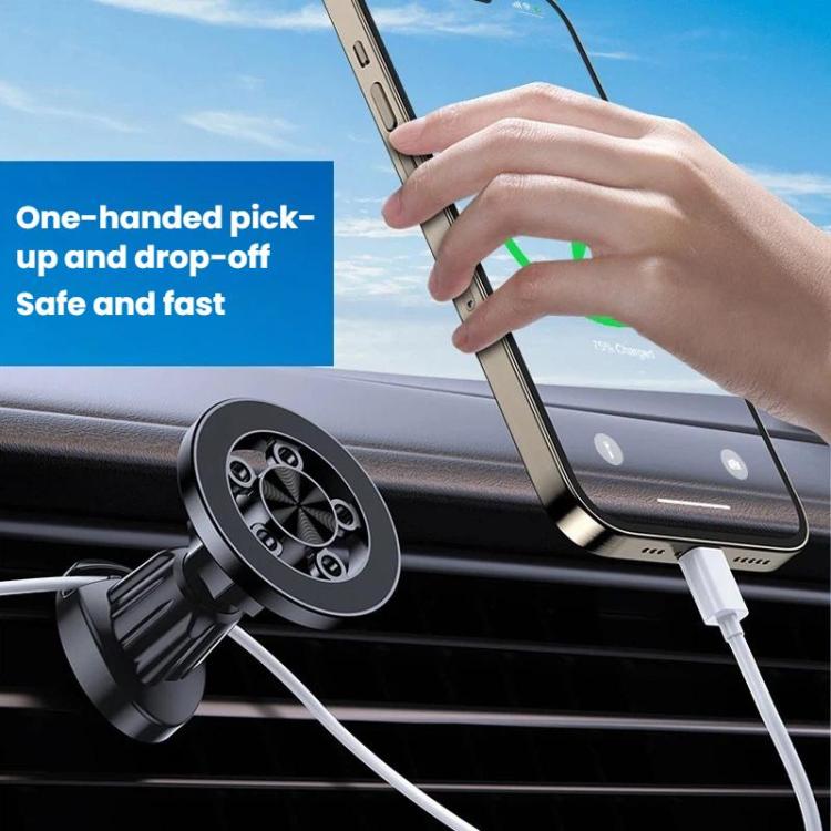 Car Vent Hanging Hook Stable Anti-Shake Magnetic Phone Holder - Black