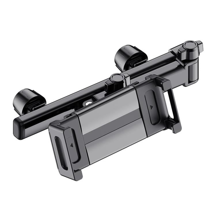Telescopic Car Rear Pillow Phone Tablet Holder 2-section Folding Headrest Bracket - Black