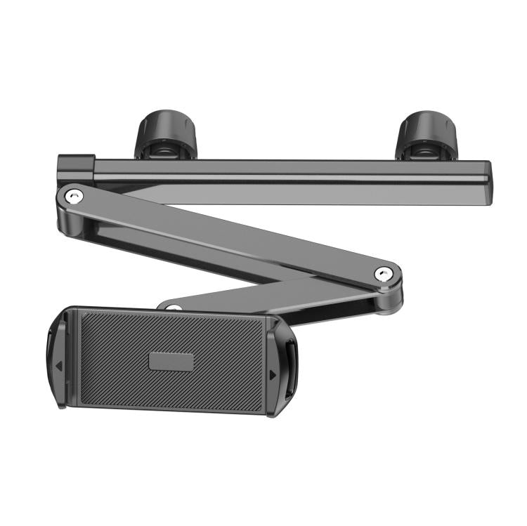 Telescopic Car Rear Pillow Phone Tablet Holder 3-Section Folding Headrest Bracket - Black