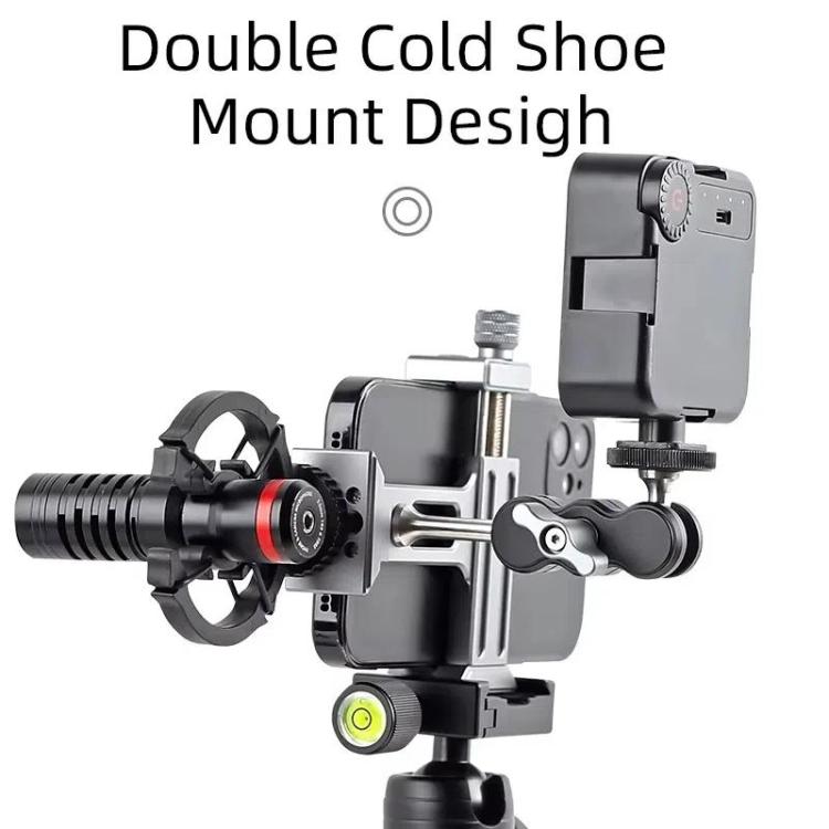 XILETU  XJ-T8 Metal Phone Holder Clamp With Cold Shoe 1/4-inch Screw Hole & Arca-Swiss Compatible Base
