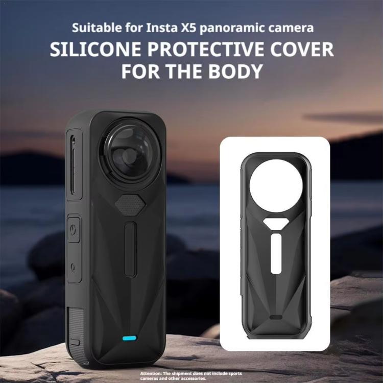 For Insta360 X5 Camera Silicone Case Body Cover Anti-dust and Stain-resistant Protective Shell - Black