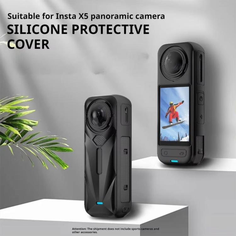 For Insta360 X5 Camera Silicone Case Body Cover Anti-dust and Stain-resistant Protective Shell - Black