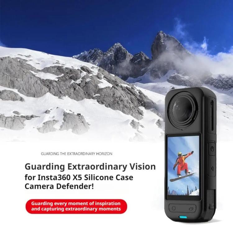For Insta360 X5 Camera Silicone Case Body Cover Anti-dust and Stain-resistant Protective Shell - Black