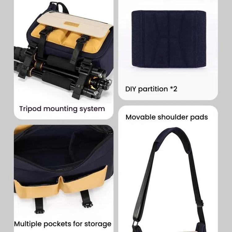 Cwatcun D191 Medium Shoulder Camera Bag Waterproof Crossbody Microsingle DSLR Camera Messenger Bag