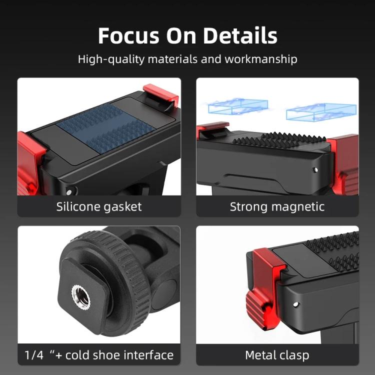For Osmo Action 3 / 4 / 5 Pro Flymile AC5003 Magnetic Head Quick Release Base - Black