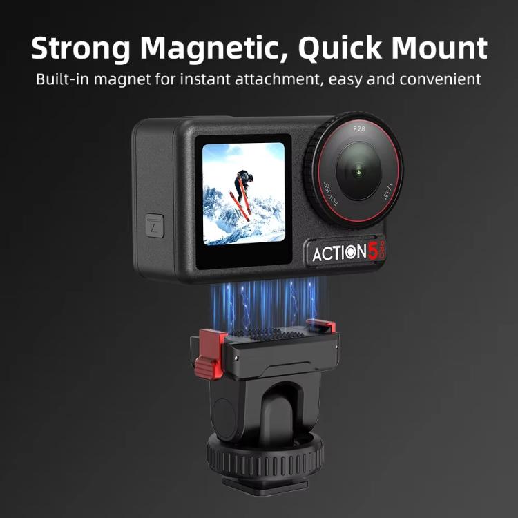 For Osmo Action 3 / 4 / 5 Pro Flymile AC5003 Magnetic Head Quick Release Base - Black