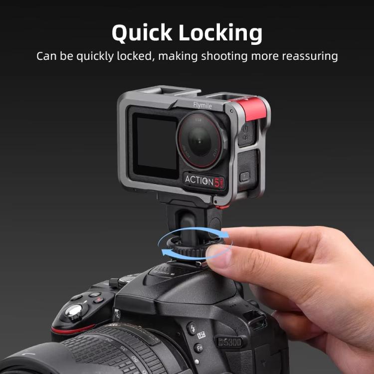 For Osmo Action 3 / 4 / 5 Pro Flymile AC5003 Magnetic Head Quick Release Base - Black