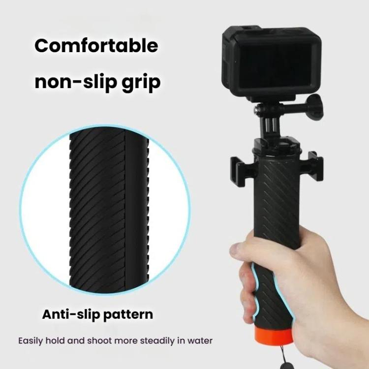 Buoyant Anti-Sink Dive Handle With Dual Cold Shoe Mounts for Action Cameras - Orange