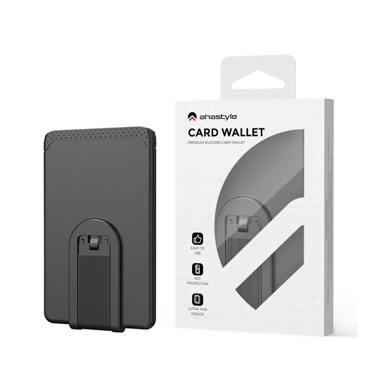 AhaStyle WG133 Adhesive Silicone Cell Phone Card Holder Phone Back Sticker Storage Bag - Black