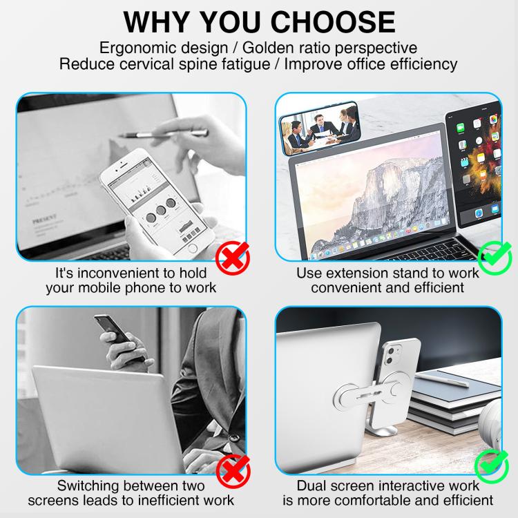 AhaStyle WG26-5 Aluminum MagSafe Circle Magnetic Laptop Expansion Stand Portable Adjustable Phone Holder