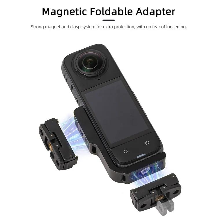 For Insta360 X5 / X4 Sunnylife X4-ZJ826 L-shape Conversion Bracket Magnetic Adaptor Expansion Accessory - Black