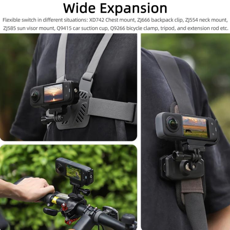 For Insta360 X5 / X4 Sunnylife X4-ZJ826 L-shape Conversion Bracket Magnetic Adaptor Expansion Accessory - Black