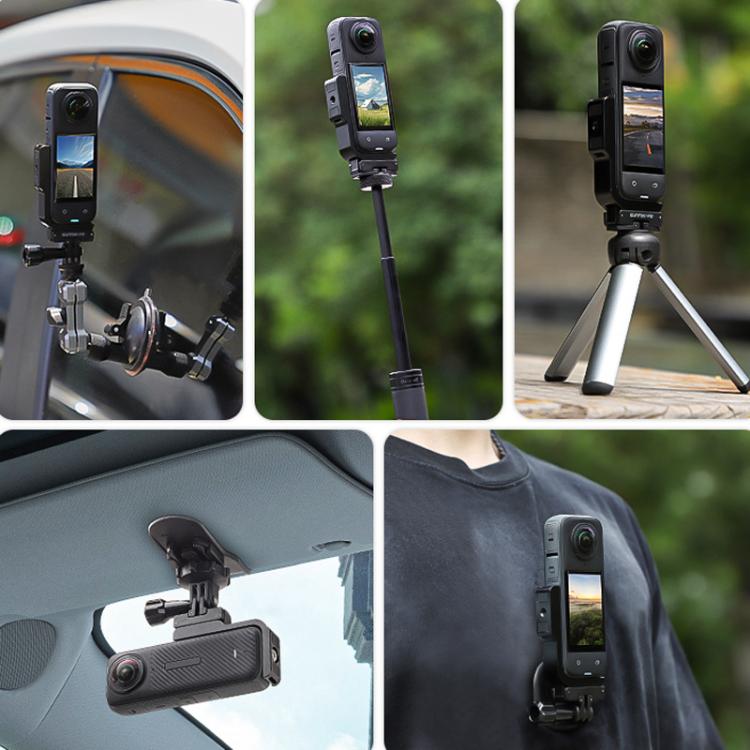 For Insta360 X5 / X4 Sunnylife X4-ZJ826 L-shape Conversion Bracket Magnetic Adaptor Expansion Accessory - Black