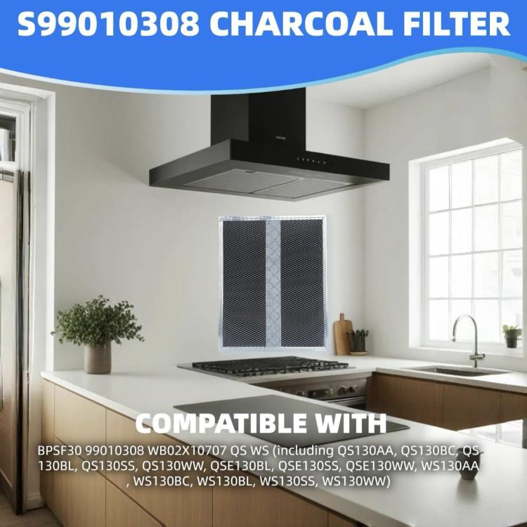 2pcs /Pack S99010308 Activated Carbon Filter For Broan NuTone BPSF30 Range Hood 10.83x13.39 Inch