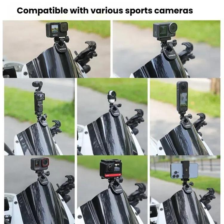 Sunnylife ZJ846 Sports Camera Universal Mount Motorcycle Windshield Clip - Black