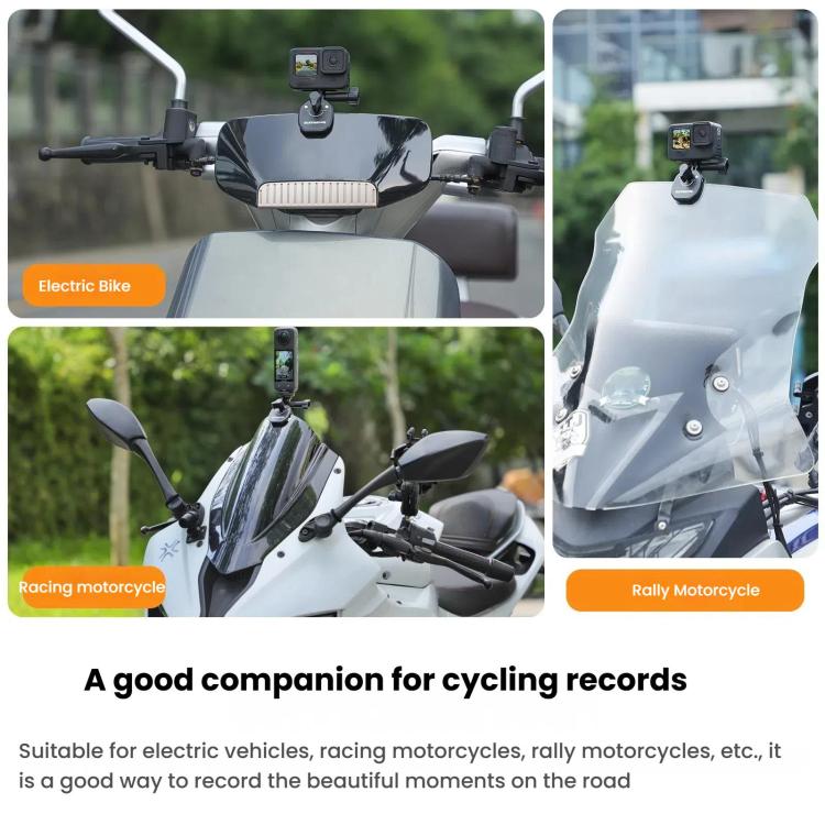Sunnylife ZJ846 Sports Camera Universal Mount Motorcycle Windshield Clip - Black