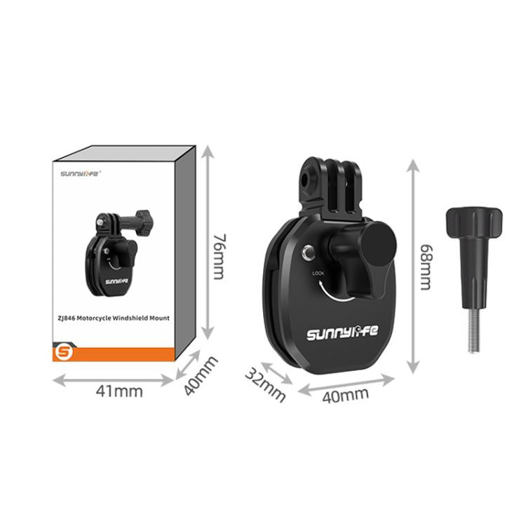 Sunnylife ZJ846 Sports Camera Universal Mount Motorcycle Windshield Clip - Black