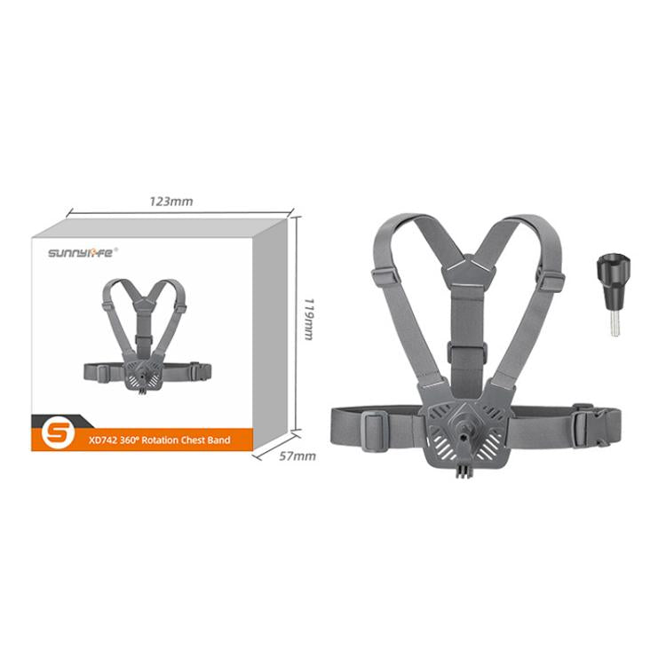 Sunnylife XD742 360 Degree Universal Sports Camera Chest Strap Mount - Gray