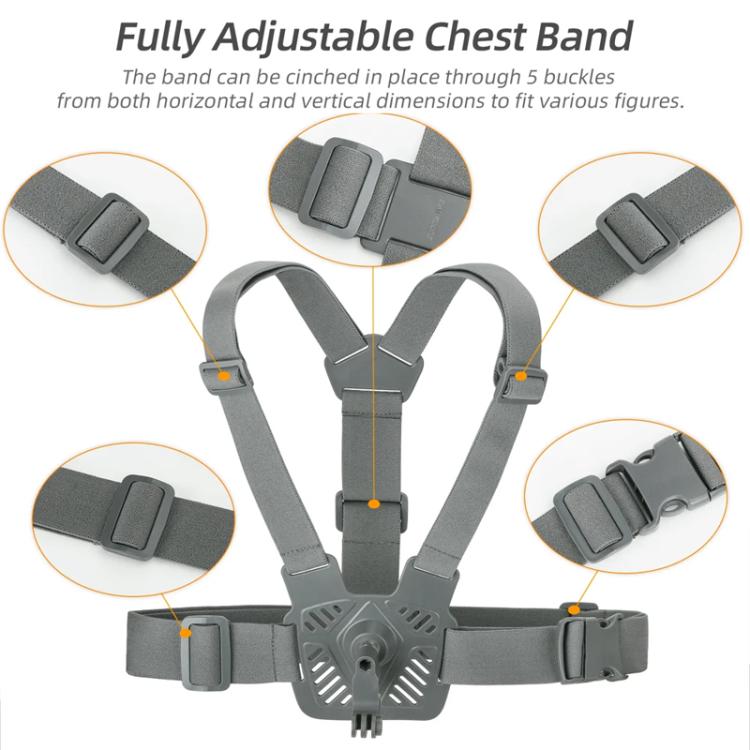 Sunnylife XD742 360 Degree Universal Sports Camera Chest Strap Mount - Gray
