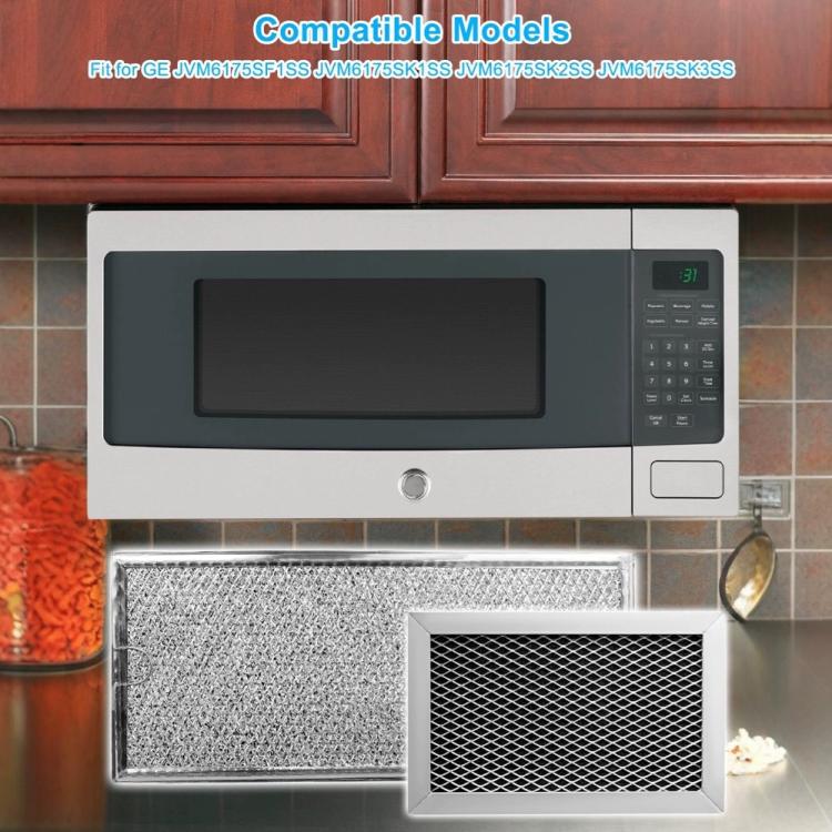 For GE JVM6175SF1SS Microwave 3-in-1 Charcoal and Grease Filters Replacement Parts
