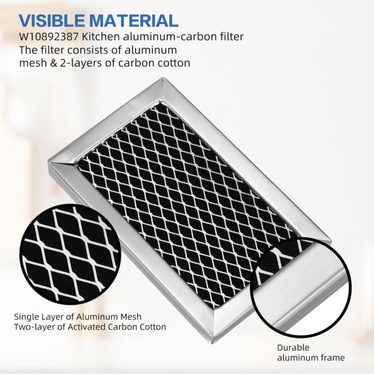 2pcs /Pack W10892387 Microwave Charcoal Filter For Whirlpool AP6036051 PS11769323