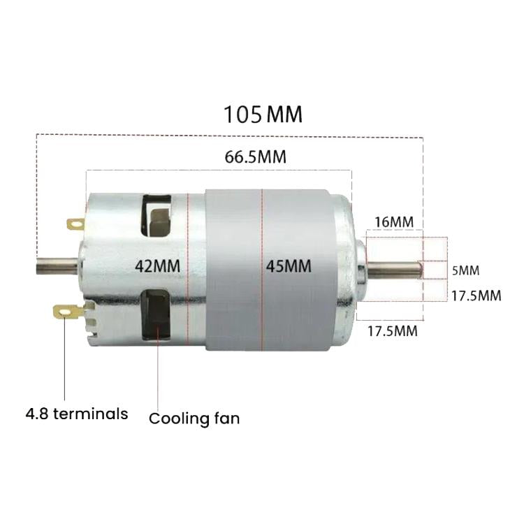 12V 5000RPM 775 All Copper Motor Double Outlet Shaft Belt Sander Polisher Engraving Drill Grinder High Torque Motor