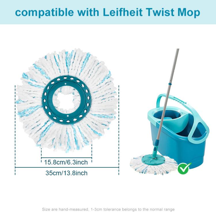 4pcs /Pack Mop Head for Leifheit Twist Mop Super Absorbent Microfiber Replacement - Green White