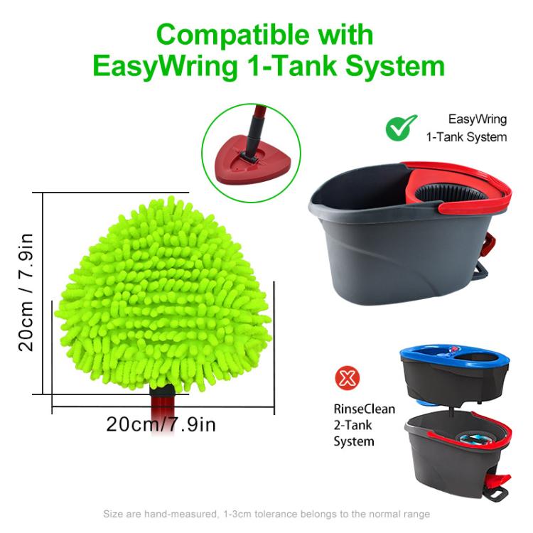 3pcs /Pack Mop Pads For O-Cedar EasyWring 1-Tank System Replacement Parts - Green